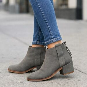 Topshop Suede Ankle Booties in Olive Gray
